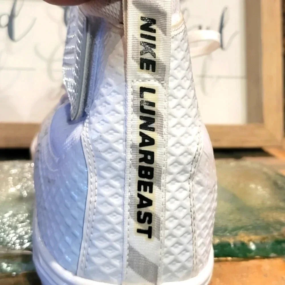 Nike Lunarbeast Elite TD Football Cleats White, Grey Sz 17 #79873 100